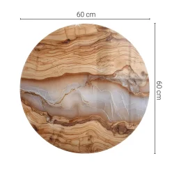Wallfluent Dessus de table en verre trempé fi60 cm Bois naturel avec résine- Plateau En Verre