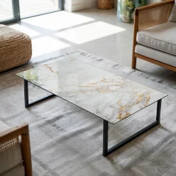 Wallfluent Plateau En Verre<Dessus de table en verre trempé 120x60 cm Marbre élégant avec veines