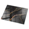 Wallfluent Dessus de table en verre trempé 80x60 cm Motif marbré avec veines- Plateau En Verre