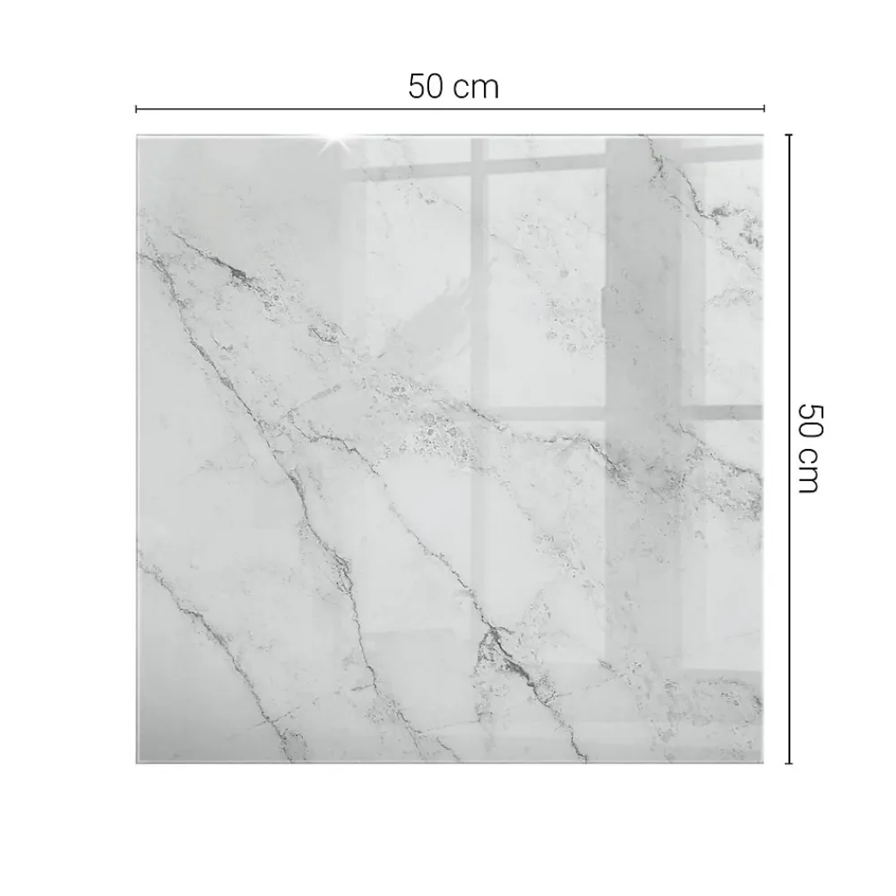 Wallfluent Dessus de table en verre trempé 50x50 cm Motif de surface en marbre- Plateau En Verre