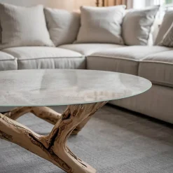 Wallfluent Plateau En Verre<Dessus de table en verre trempé fi90 cm Texture de béton avec fissures