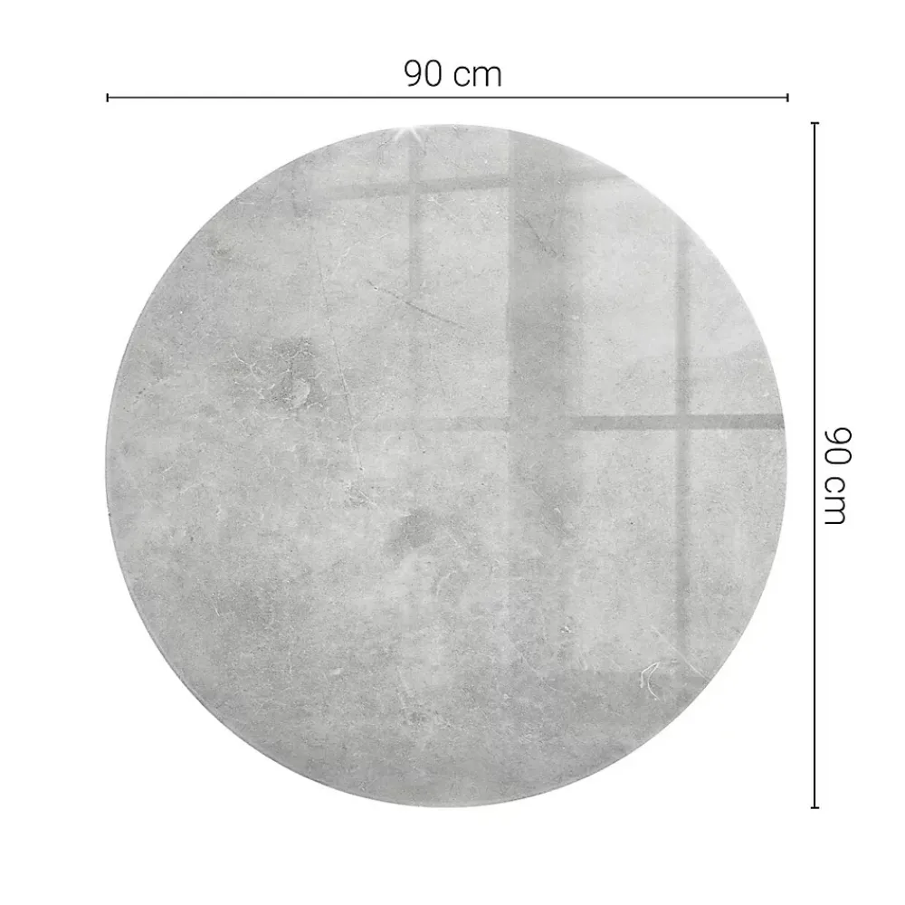 Wallfluent Plateau En Verre<Dessus de table en verre trempé fi90 cm Texture de béton avec fissures