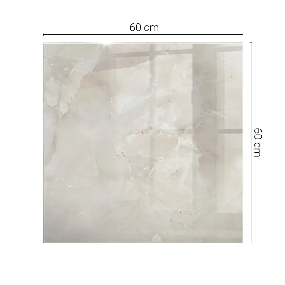 Wallfluent Dessus de table en verre trempé 60x60 cm Motif texturé de marbre- Plateau En Verre