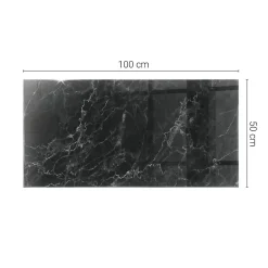 Wallfluent Dessus de table en verre trempé 100x50 cm Motif de marbre veiné- Plateau En Verre