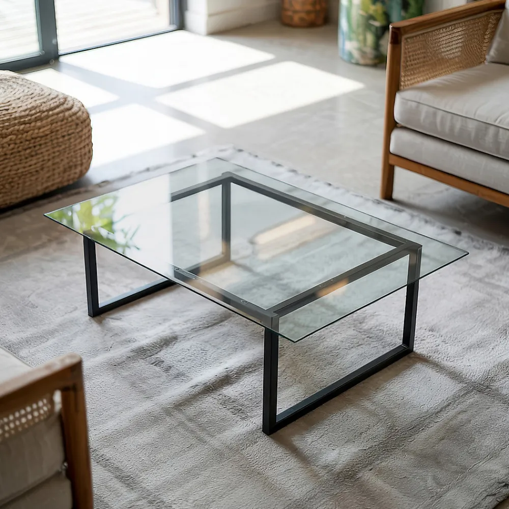 Wallfluent Dessus de table en verre trempé 80x60 cm Transparent- Plateau En Verre
