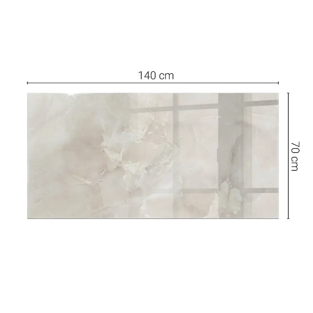 Wallfluent Dessus de table en verre trempé 140x70 cm Motif texturé de marbre- Plateau En Verre