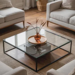 Wallfluent Dessus de table en verre trempé 60x60 cm Transparent- Plateau En Verre