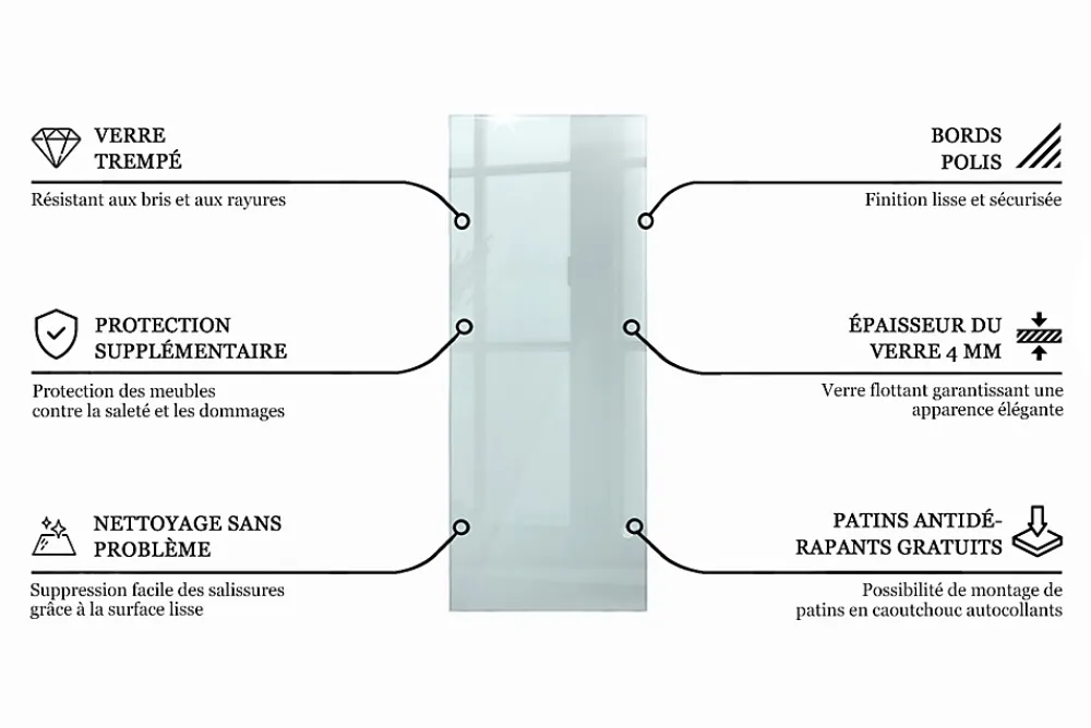 Wallfluent Plateau En Verre<Dessus de table en verre trempé 125x50 cm Transparent