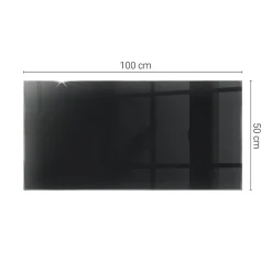 Wallfluent Dessus de table en verre trempé 100x50 cm Couleur noire lisse- Plateau En Verre