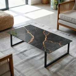 Wallfluent Plateau En Verre<Dessus de table en verre trempé 120x60 cm Motif marbré avec veines