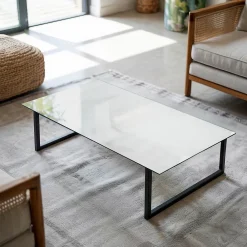 Wallfluent Dessus de table en verre trempé 120x60 cm Couleur blanche lisse- Plateau En Verre