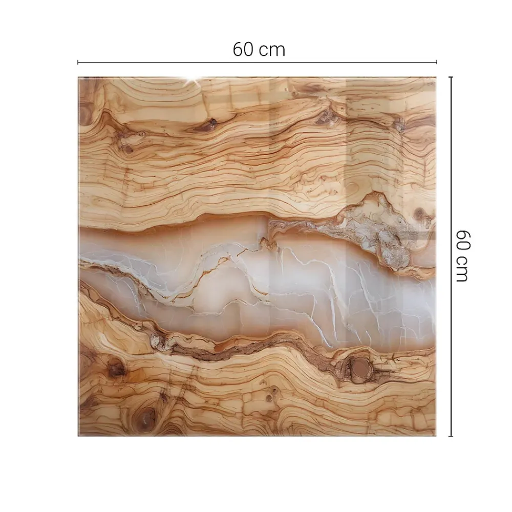 Wallfluent Plateau En Verre<Dessus de table en verre trempé 60x60 cm Bois naturel avec résine