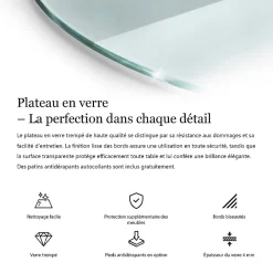 Wallfluent Plateau En Verre<Dessus de table en verre trempé fi70 cm Transparent