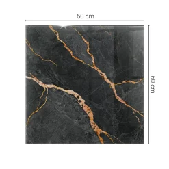 Wallfluent Plateau En Verre<Dessus de table en verre trempé 60x60 cm Motif marbré avec veines