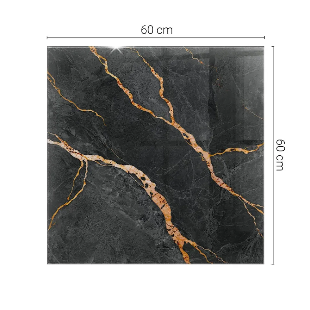 Wallfluent Plateau En Verre<Dessus de table en verre trempé 60x60 cm Motif marbré avec veines