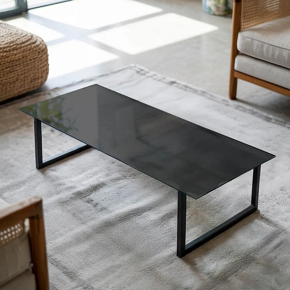 Wallfluent Dessus de table en verre trempé 125x50 cm Couleur noire lisse- Plateau En Verre
