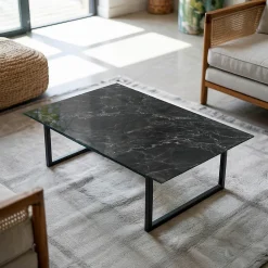 Wallfluent Dessus de table en verre trempé 100x70 cm Motif de marbre veiné- Plateau En Verre