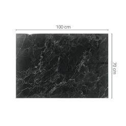 Wallfluent Dessus de table en verre trempé 100x70 cm Motif de marbre veiné- Plateau En Verre