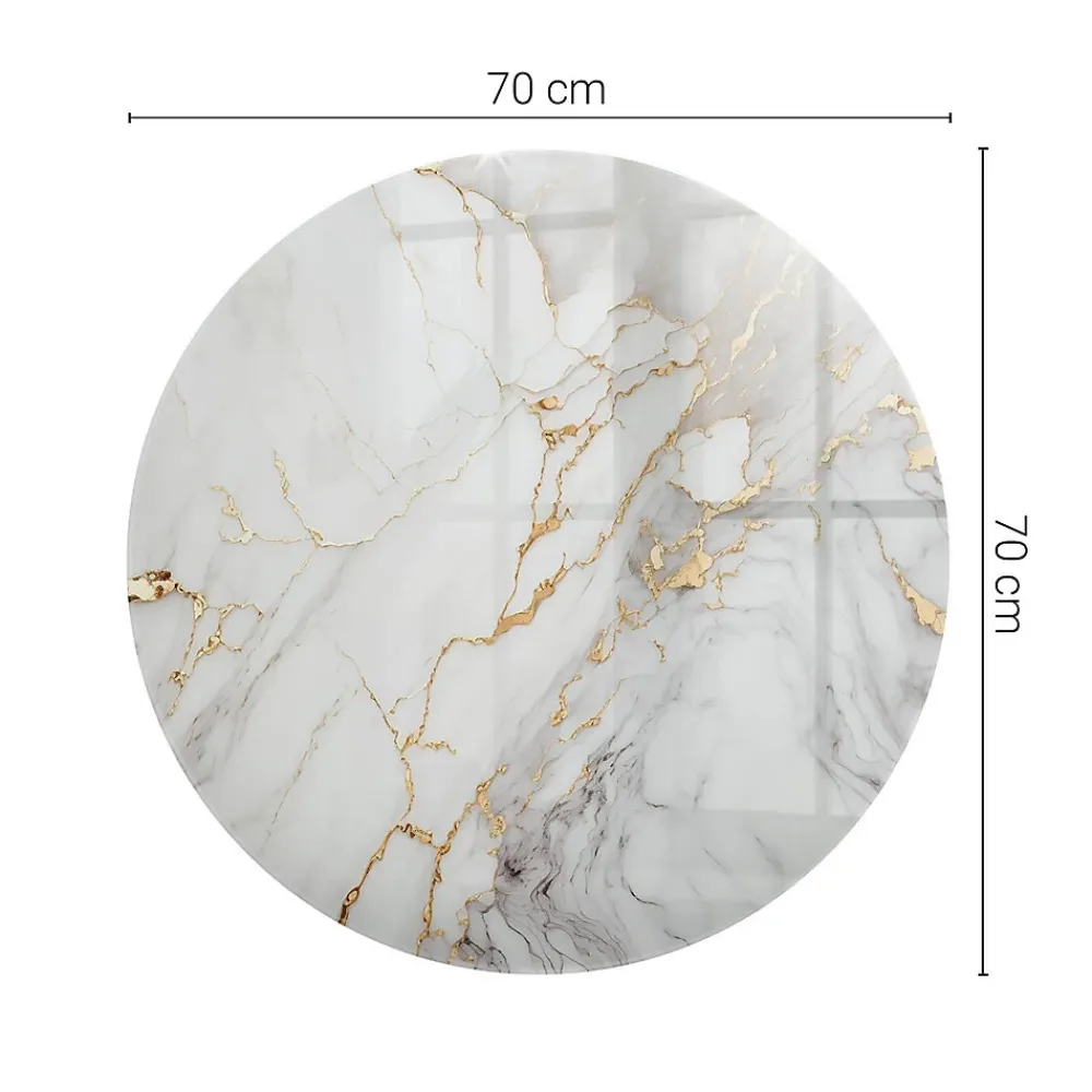 Wallfluent Plateau En Verre<Dessus de table en verre trempé fi70 cm Marbre élégant avec veines