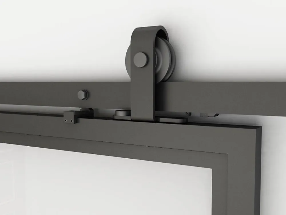 Schulte Porte Coulissante<Double porte coulissante complète verre - 205x220 - porte vitrée - porte verrière - décor Loftstyle - noir