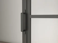 Schulte Porte Coulissante<Double porte coulissante complète verre - 205x220 - porte vitrée - porte verrière - décor Loftstyle - noir