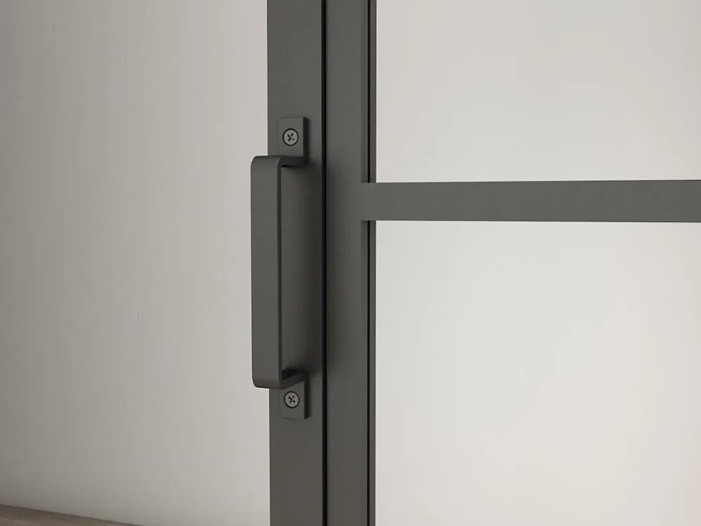 Schulte Porte Coulissante<Double porte coulissante complète verre - 205x220 - porte vitrée - porte verrière - décor Loftstyle - noir