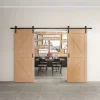 Schulte Double porte coulissante intérieure en bois - 180x215 - chêne - oak - système ouvert noir - softclose- Porte Coulissante