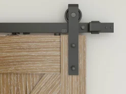 Schulte Double porte coulissante intérieure en bois - 180x215 - chêne - oak - système ouvert noir - softclose- Porte Coulissante