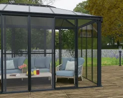 Canopia Moustiquaire Pour Tonnelle Et Pergola<Double-porte moustiquaire grise pour véranda et tonnelle