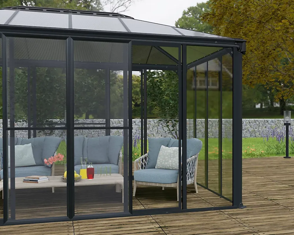 Canopia Moustiquaire Pour Tonnelle Et Pergola<Double-porte moustiquaire grise pour véranda et tonnelle