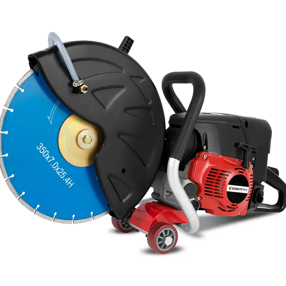 Eberth Outils Du Carreleur<Tronçonneuse à essence Motorflex pour coupe à eau et à sec, disque de 350mm, moteur 2 temps de 3 kW, 64,6 ccm de cylindrée