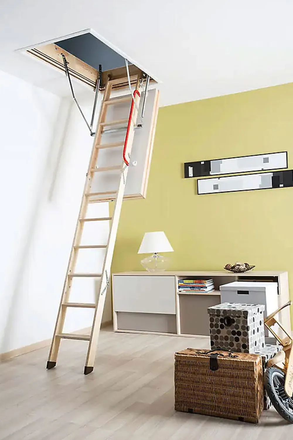 Matisere Echelle coupe feu 60min avec trappe de 70x140cm - Hauteur de 2.42 à 3.05m - LWF60/70140-305- Escalier Escamotable
