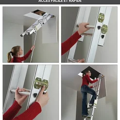 Hailo Echelle escamotable 3 plans - Haut. du sol au sol supérieur 3.00m - 9344-001- Escalier Escamotable