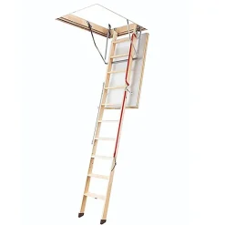 Matisere Echelle escamotable bois - Trémie de 70 x 140cm - Hauteur de 2.80 à 3.05m - LWL70140-3- Escalier Escamotable