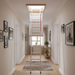Matisere Echelle escamotable bois - Trémie de 60 x 120cm - Hauteur de 2.32 à 2.80m - LWZ60120-2- Escalier Escamotable