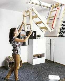 Matisere Escalier Escamotable<Echelle escamotable bois - Trémie de 70 x 111cm - Hauteur de 2.32 à 2.80m - LWK70111-2