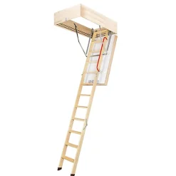 Matisere Echelle escamotable bois - Trémie de 60 x 120cm - Hauteur de 2.34 à 2.80m - LWT60120-2- Escalier Escamotable