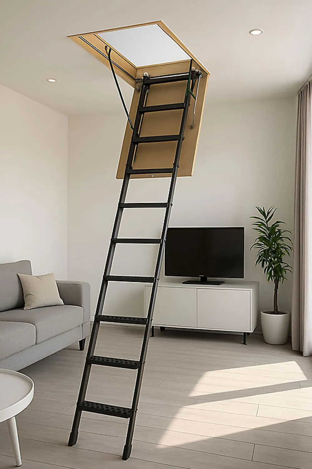 Matisere Escalier Escamotable<Echelle escamotable en métal - Trémie de 70 x 120cm - Hauteur de 2.20 à 2.80m - LMS70120-2