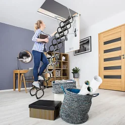 Matisere Echelle escamotable en métal - Trémie de 70 x 120cm - Hauteur de 2.80 à 3.00m - LST70120-300- Escalier Escamotable
