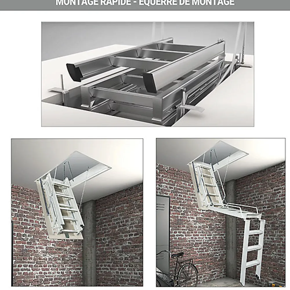Matisere Echelle Escamotable Métal - Trappe 70x170cm - Hauteur 2.90 à 3.00m - ACI-TRE300/170-70- Escalier Escamotable