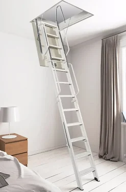 Matisere Echelle Escamotable Métal - Trappe 80x130cm - Hauteur 3.70 à 3.80m - ACI-QUA380/130-80- Escalier Escamotable