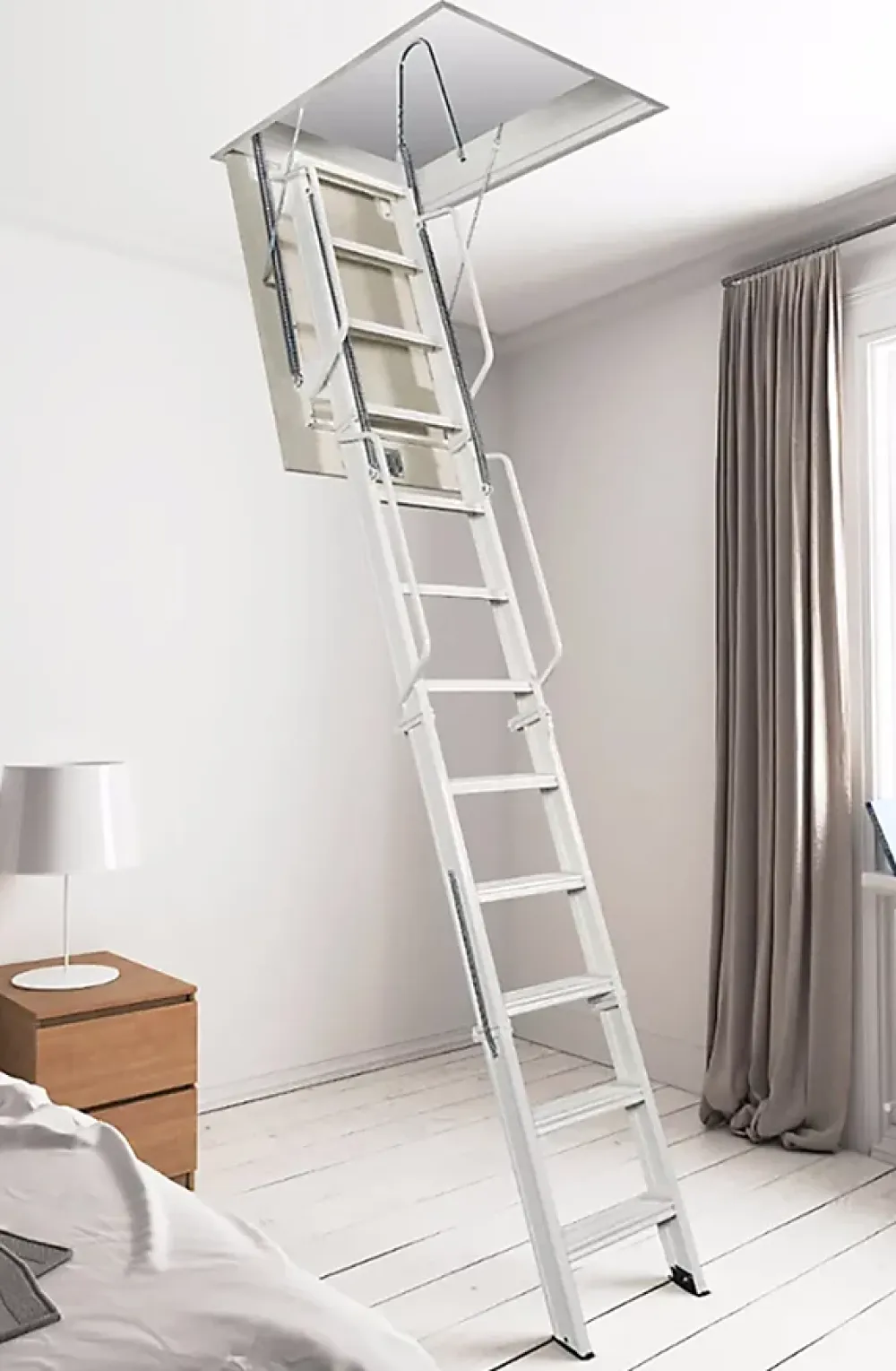 Matisere Echelle Escamotable Métal - Trappe 80x130cm - Hauteur 3.70 à 3.80m - ACI-QUA380/130-80- Escalier Escamotable