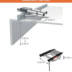 Matisere Echelle télescopique escamotable 9 marches - Hauteur de 2.25 à 2.45m - TEL-72324- Escalier Escamotable