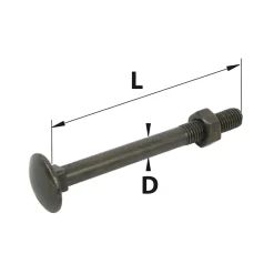 Afbat - Tb Industrie Sas Accesoire Pour Volet<Ecrou avec vis à tête collet carrée acier noir Afbat - ⌀7X L.60mm - 8 pièces