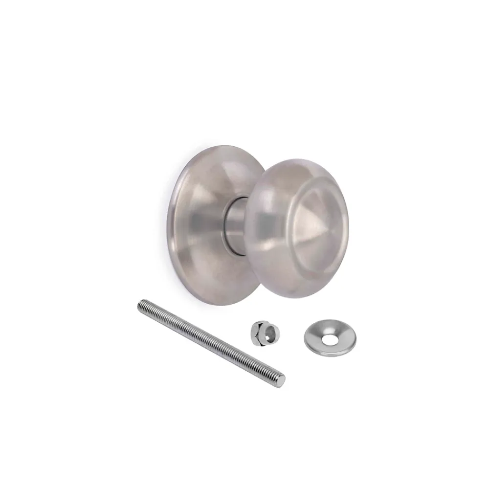 Emuca Poignée De Porte<- Bouton de porte Fedora - Acier inox nickel satine - 70 mm - Pour portes 35 60 mm