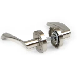 Emuca Jeu de Garniture intérieure de poignée de porte Twist, avec rosace D.50mm, Aluminium, Nickel satiné- Poignée De Porte