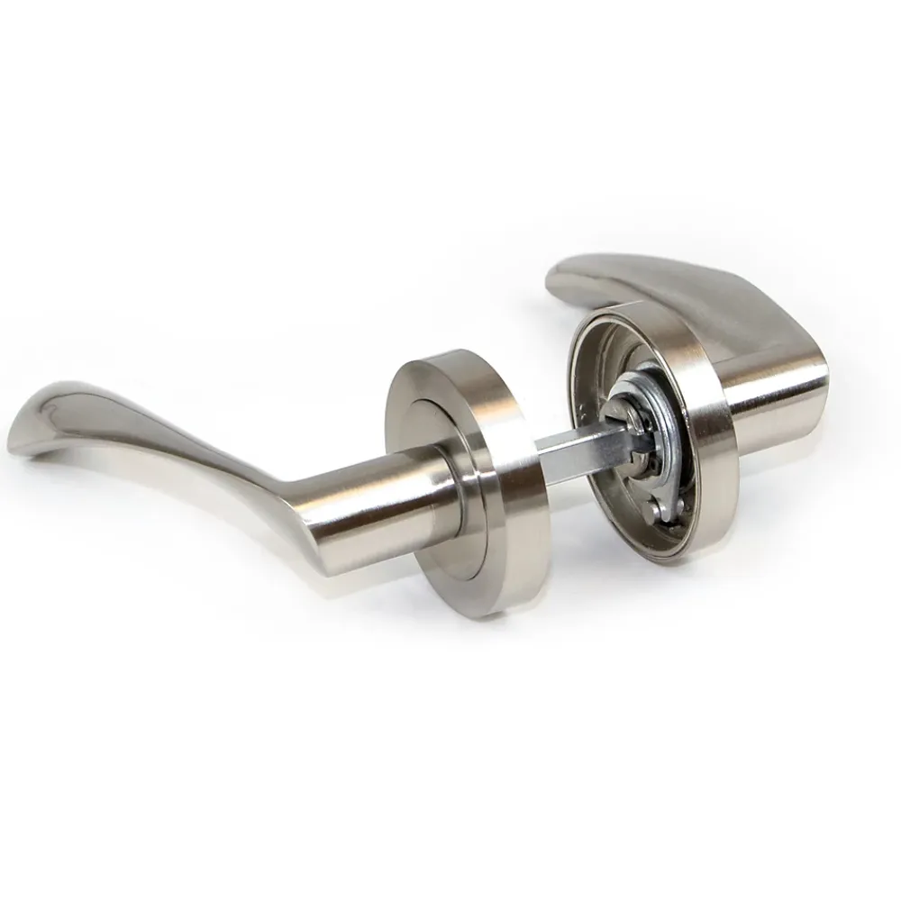 Emuca Lot de 5 poignées twist pour portes intérieures, avec rosace D.50mm, Aluminium, Nickel satiné- Poignée De Porte