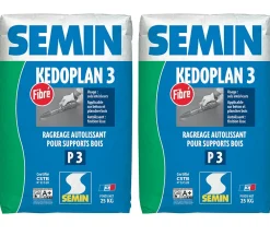 Semin Enduit de Ragréage Autolissant Kedoplan Fibré , Sol Intérieur, sac de 25 kg (lot de 2)- Ragréage Et Primaire Pour Carrelage
