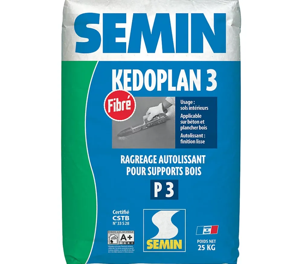 Semin Ragréage Et Primaire Pour Carrelage<Enduit de Ragréage Autolissant Kedoplan Fibré , Sol Intérieur, sac de 25 kg