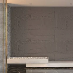 Divina Home Panneau Mural Décoratif<Ensemble de 10 panneaux décoratifs effet pierre 3D, revêtement mural PU 7,2 m², 120x60x3 cm, Gris Volcan